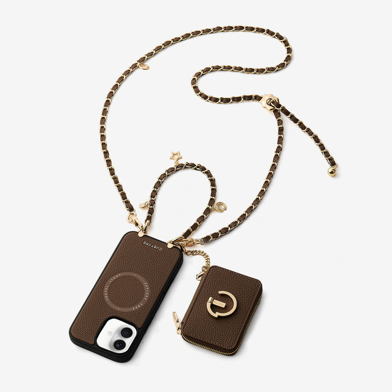 Allure Chain Series- Lanyard Magnetic Wallet Phone Case with Finger Holder - iPhone 17