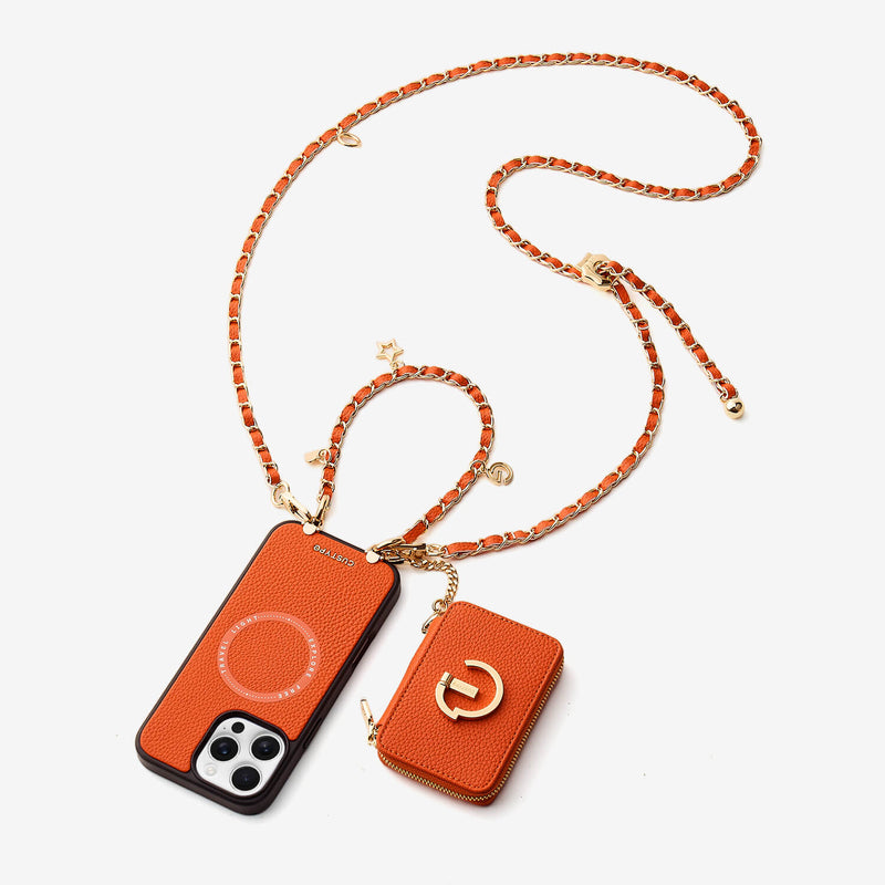 Allure Chain Series- Lanyard Magnetic Wallet Phone Case with Finger Holder - iPhone 13 Pro