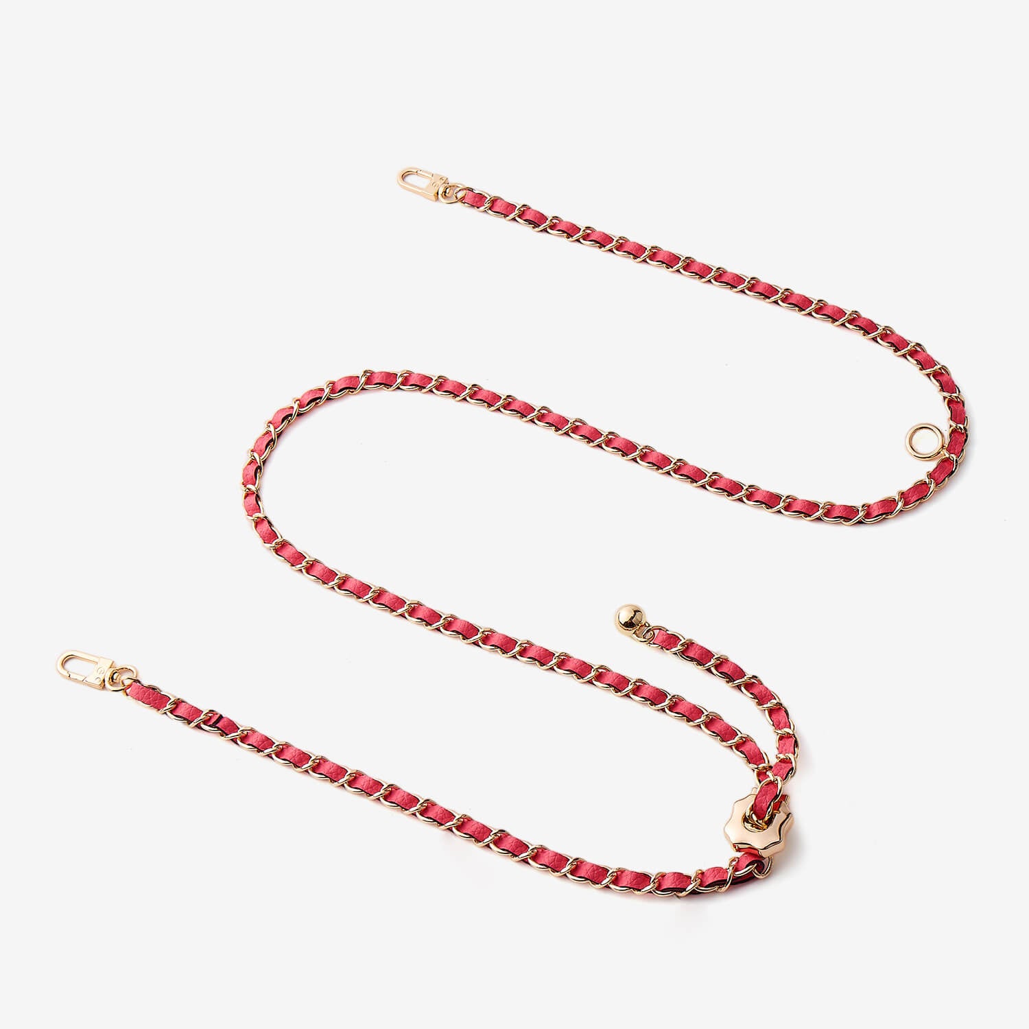 エレガントな調節可能なチェーンレザーショルダーストラップ - ライチ