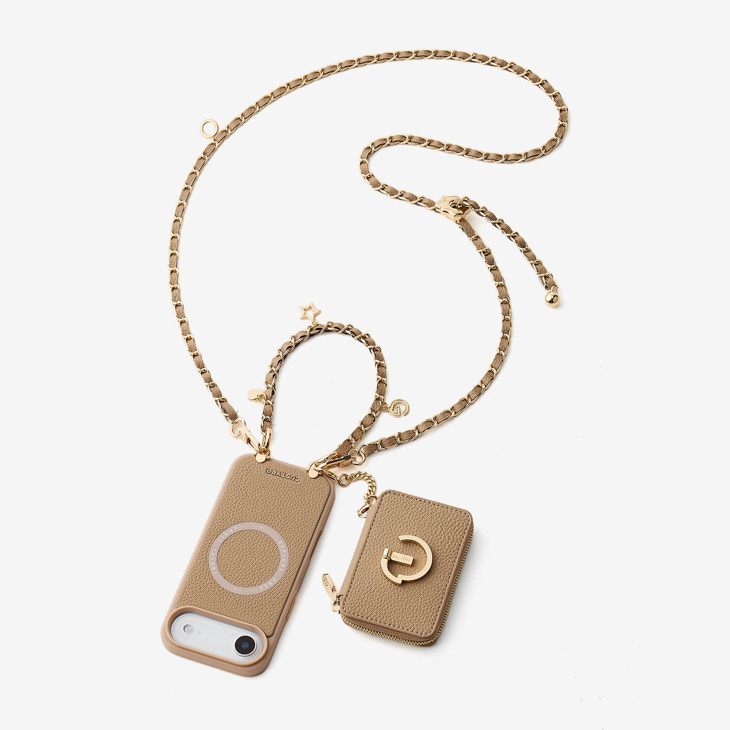 Allure Chain Series- Lanyard Magnetic Wallet Phone Case with Finger Holder-Custype