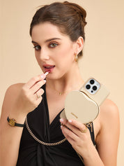 ハートチェーンキット - ワイヤレス充電対応チェーン付きウォレット型スマホケース