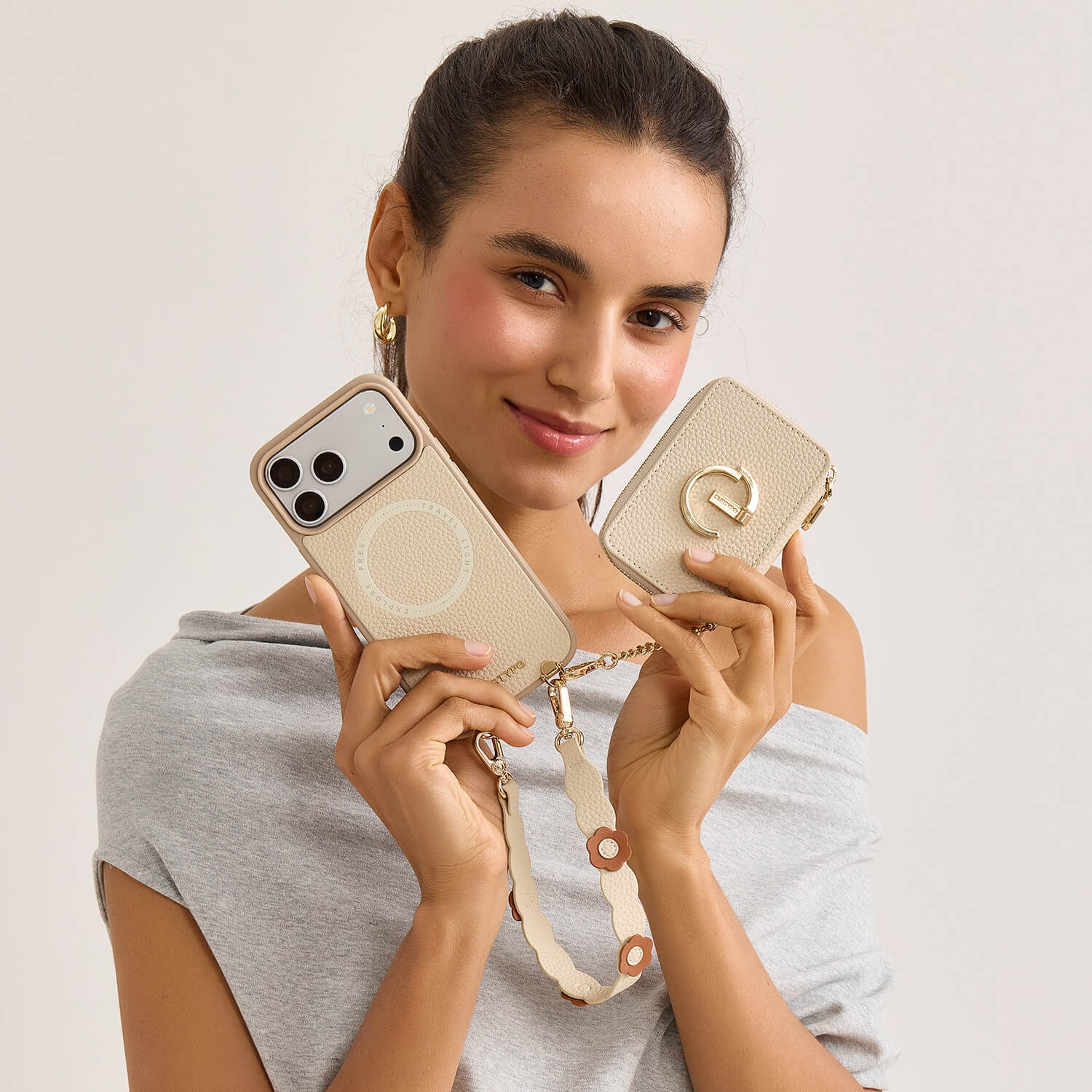 Bloom Pal- Wallet Phone Case with Raised Floral Wristlet