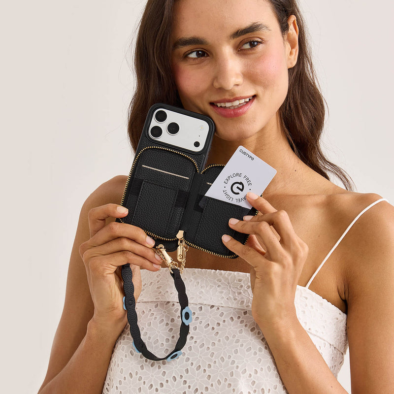 Bloom Pal- Wallet Phone Case with Raised Floral Wristlet