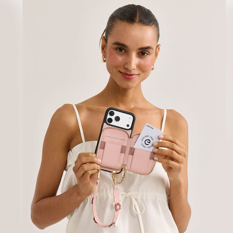 Bloom Pal- Wallet Phone Case with Raised Floral Wristlet
