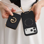 Black stylish wallet phone case with detachable for for vacation