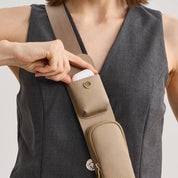 Taupe crossbody strap with Storage for for daily carry