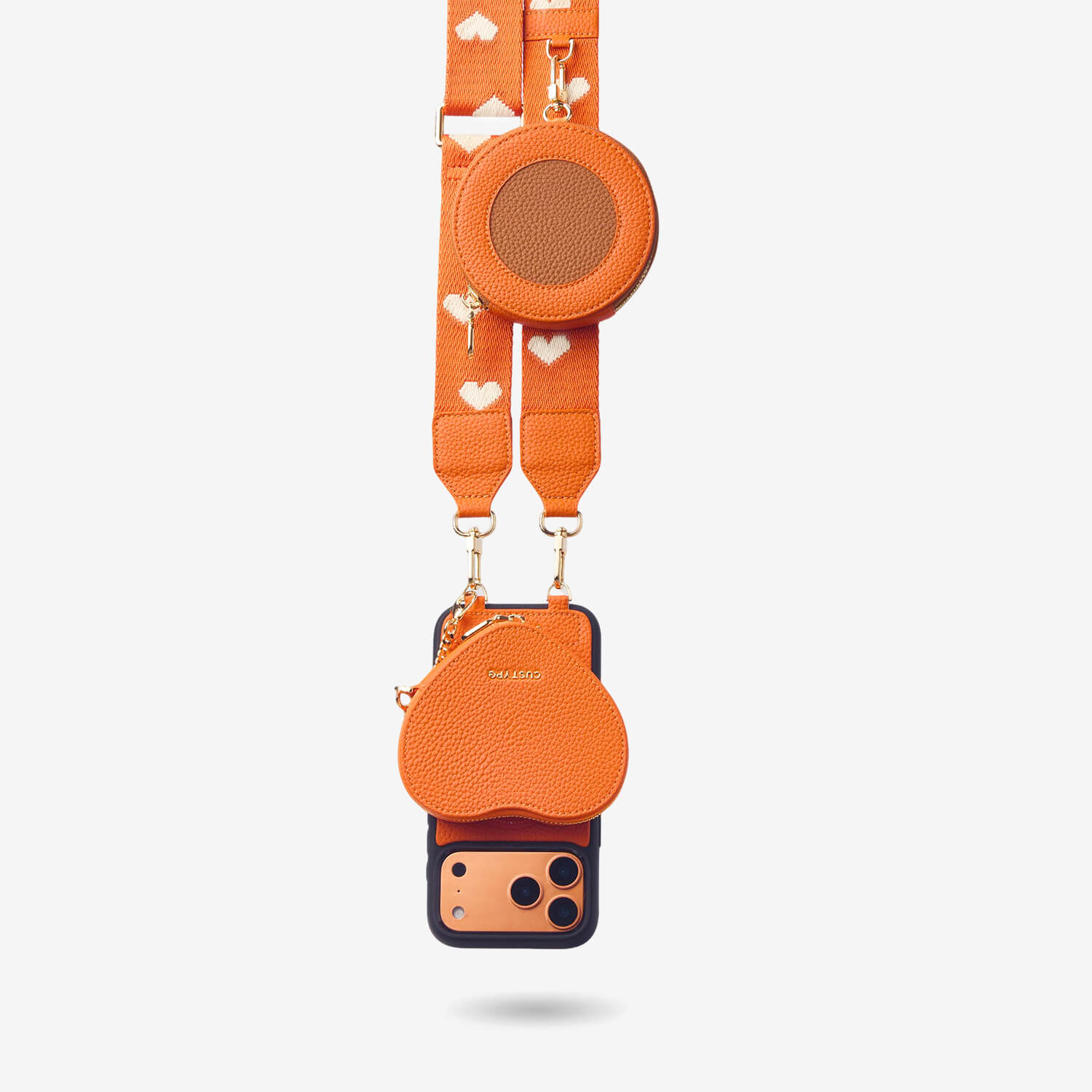 Heart Design Kit- Phone Case with Magnetic Heart Pouch & Webbing Strap-Mobile Phone Cases-DETACHABLE WALLET & PHONE POUCH