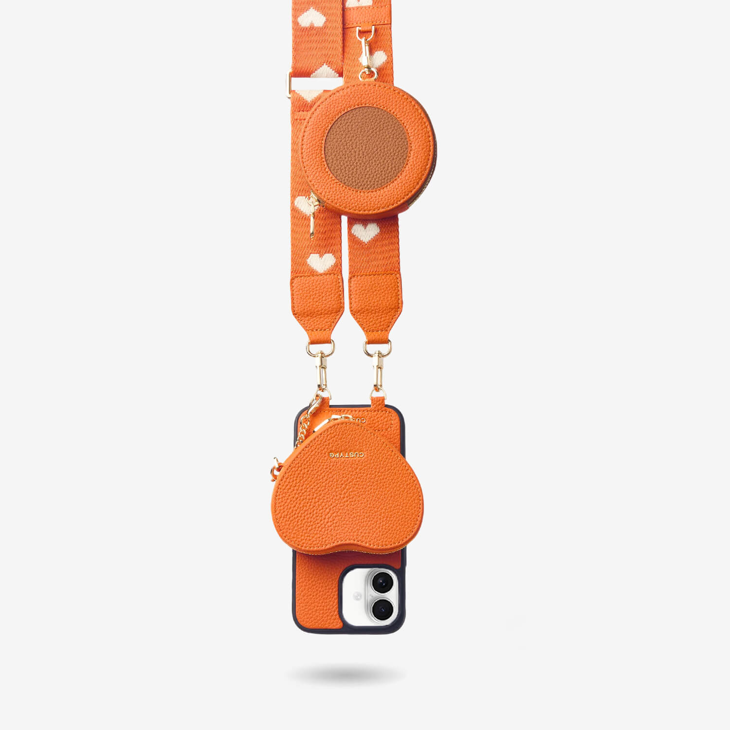 Heart Design Kit- Phone Case with Magnetic Heart Pouch & Webbing Strap-Mobile Phone Cases-DETACHABLE WALLET & PHONE POUCH