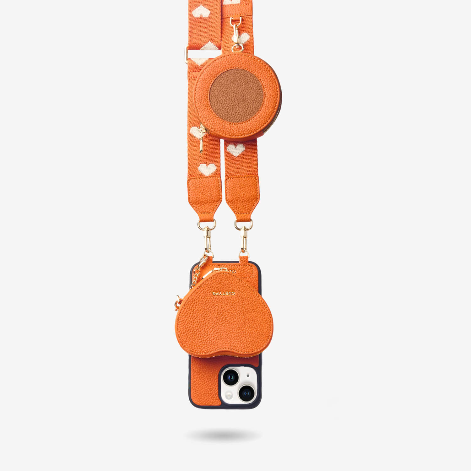 Heart Design Kit- Phone Case with Magnetic Heart Pouch & Webbing Strap-Mobile Phone Cases-DETACHABLE WALLET & PHONE POUCH