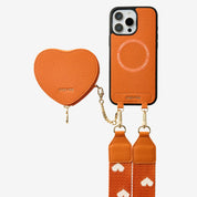 Heart Design Kit- Webbing Strap iPhone Case with Magnetic Pouch-Mobile Phone Cases-DETACHABLE WALLET & WIRELESS CHARGING
