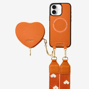 Heart Design Kit- Webbing Strap iPhone Case with Magnetic Pouch-Mobile Phone Cases-DETACHABLE WALLET & WIRELESS CHARGING