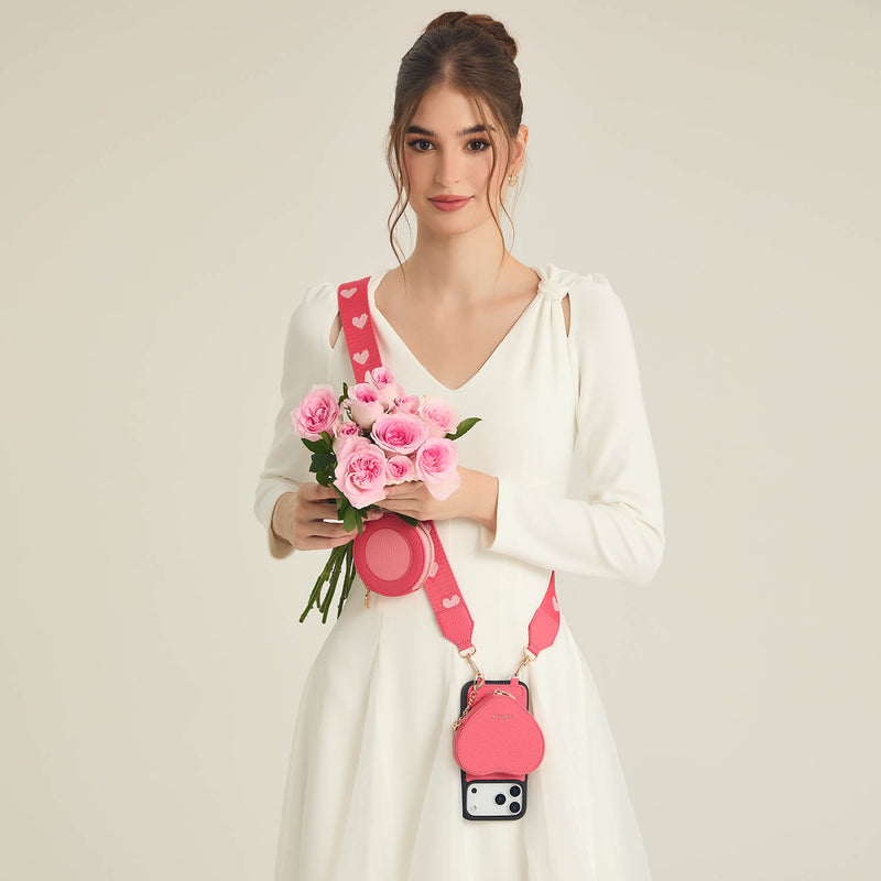 Heart Design Kit- Phone Case with Magnetic Heart Pouch & Webbing Strap-Mobile Phone Cases-DETACHABLE WALLET & PHONE POUCH