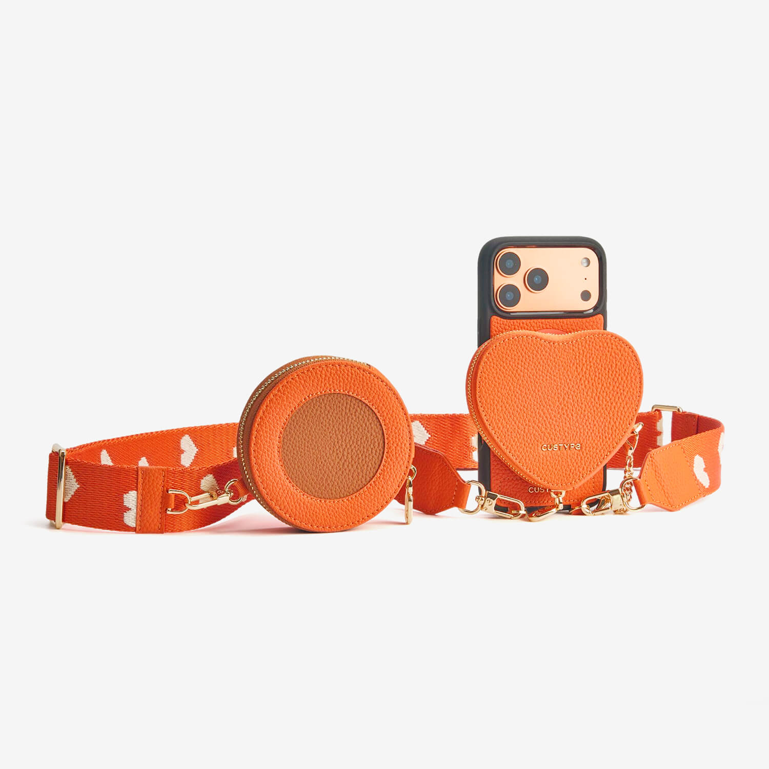 Heart Design Kit- Phone Case with Magnetic Heart Pouch & Webbing Strap-Mobile Phone Cases-DETACHABLE WALLET & PHONE POUCH