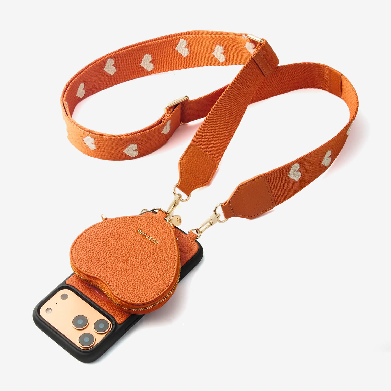 Heart Design Kit- Webbing Strap iPhone Case with Magnetic Pouch-Mobile Phone Cases-DETACHABLE WALLET & WIRELESS CHARGING