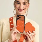 Heart Design Kit- Phone Case with Magnetic Heart Pouch & Webbing Strap-Mobile Phone Cases-DETACHABLE WALLET & PHONE POUCH