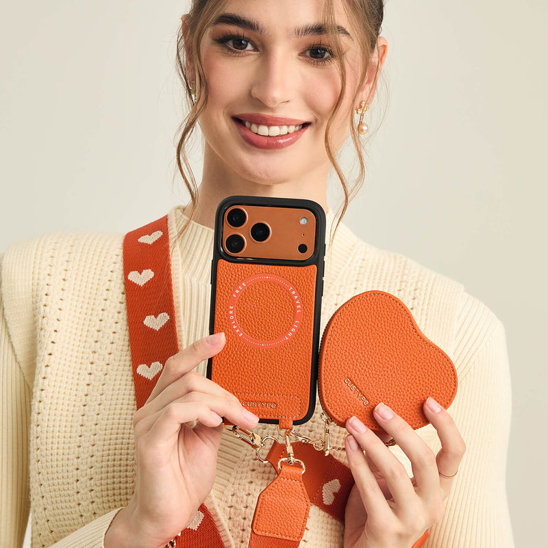 Heart Design Kit- Phone Case with Magnetic Heart Pouch & Webbing Strap-Mobile Phone Cases-DETACHABLE WALLET & PHONE POUCH