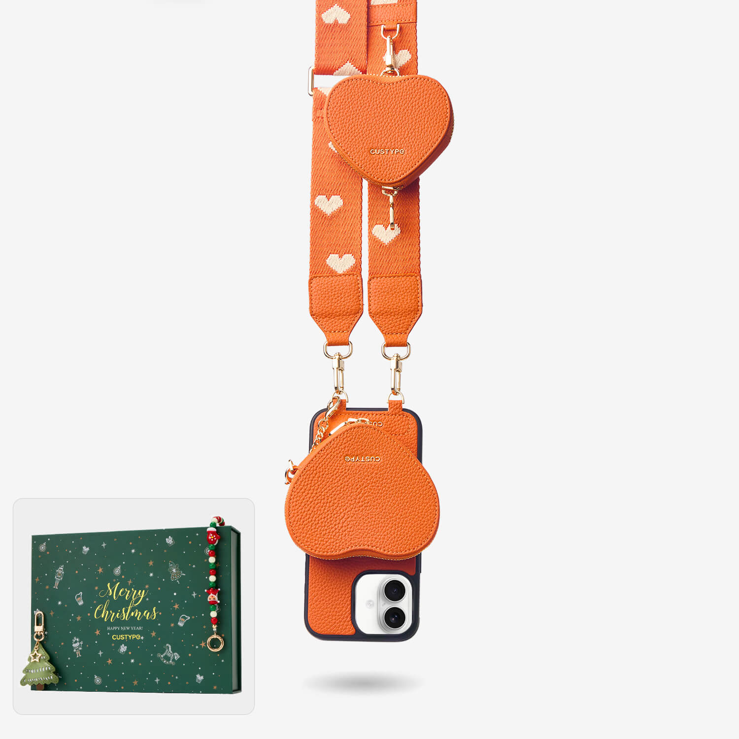 orange Leather iphone case crossbody
