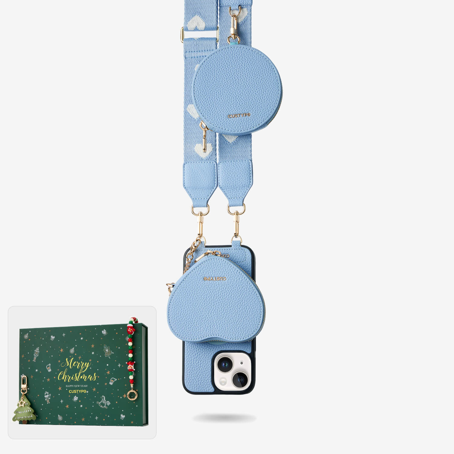 cell phone purse case with shoulder strap blue
