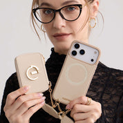 オリジナルデザインセット - ウェビングクロスボディウォレット付き iPhone ケース（スタンド付き）