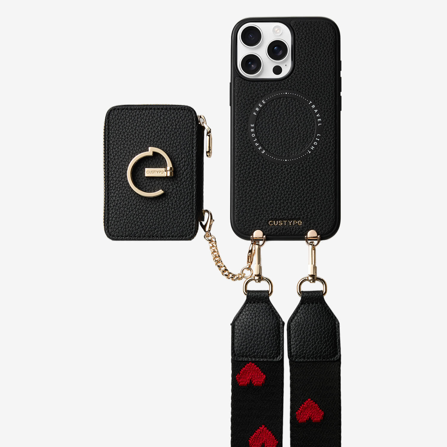 Custype iPhone 12シリーズケース、カードホルダーとストラップ付き