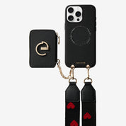 オリジナルデザインセット - ウェビングクロスボディウォレット付き iPhone ケース（スタンド付き）