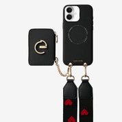 オリジナルデザインセット - ウェビングクロスボディウォレット付き iPhone ケース（スタンド付き）