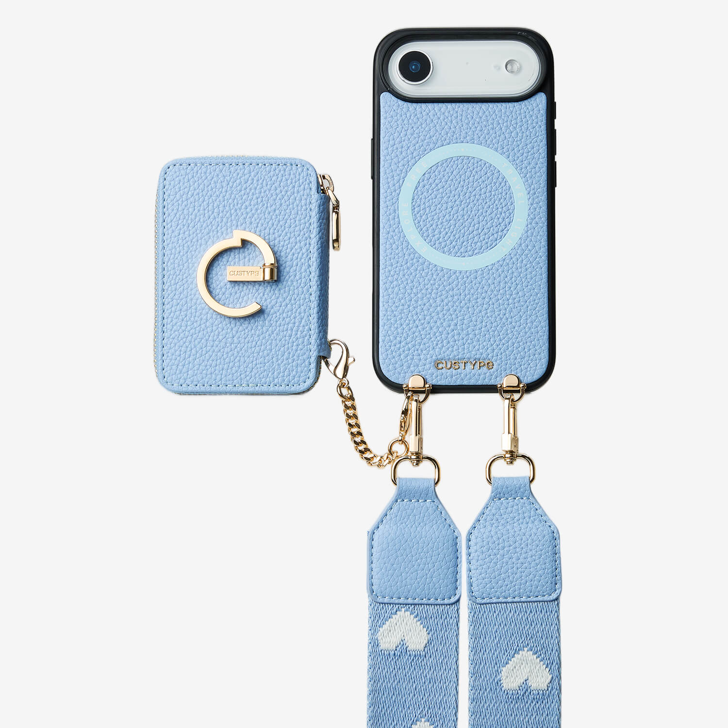 オリジナルデザインセット - ウェビングクロスボディウォレット付き iPhone ケース（スタンド付き）