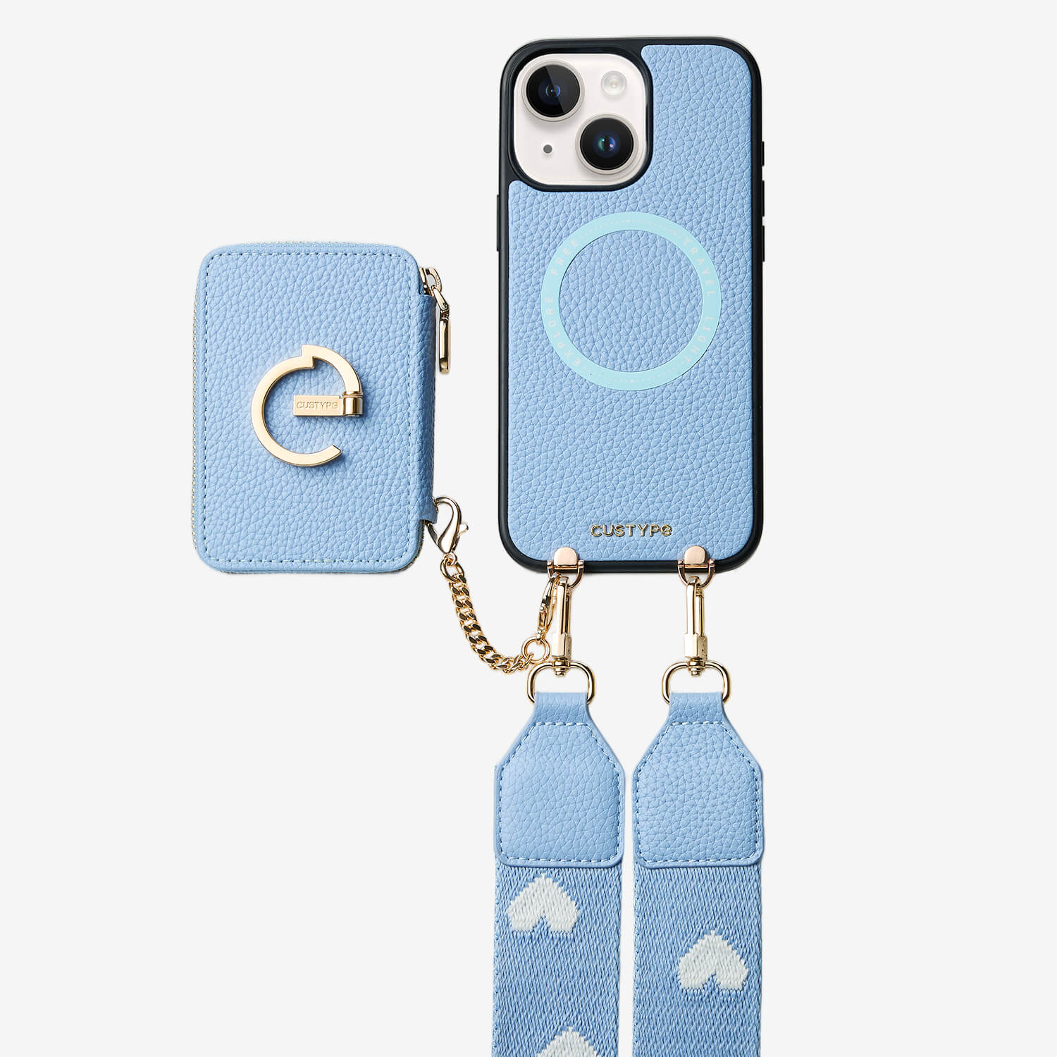 オリジナルデザインセット - ウェビングクロスボディウォレット付き iPhone ケース（スタンド付き）