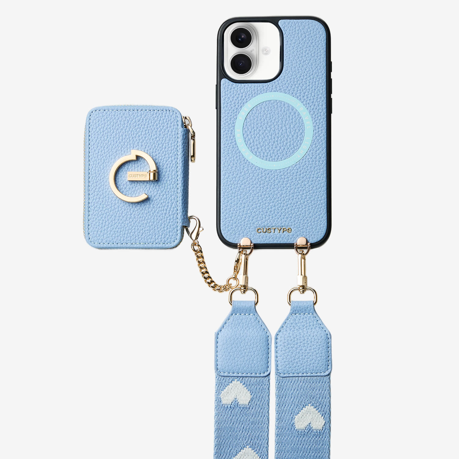 オリジナルデザインセット - ウェビングクロスボディウォレット付き iPhone ケース（スタンド付き）