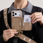 オリジナルデザインセット - ウェビングクロスボディウォレット付き iPhone ケース（スタンド付き）