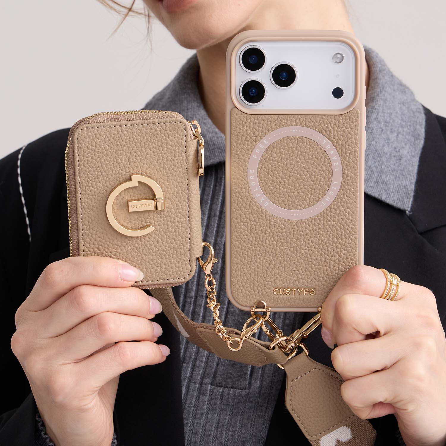 モランディ グレース キット - ウェビングストラップ付き iPhone ウォレットケース