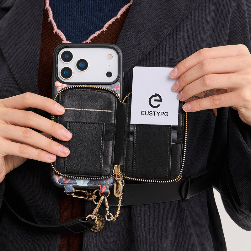 Designer Crossbody Phone Wallet Case with Magnect & Round Pouch – Custype Designer Crossbody Phone Wallet Case with Magnect & Round Pouch – Custype