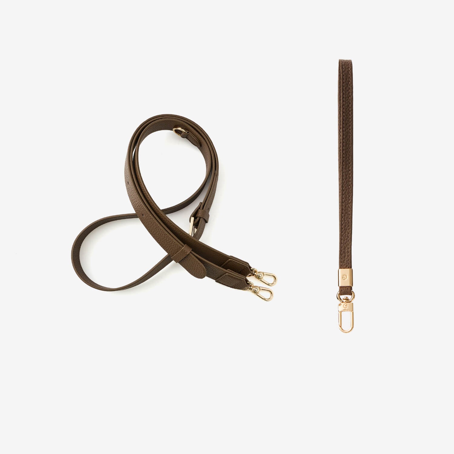Brown leather strap with gold hardware