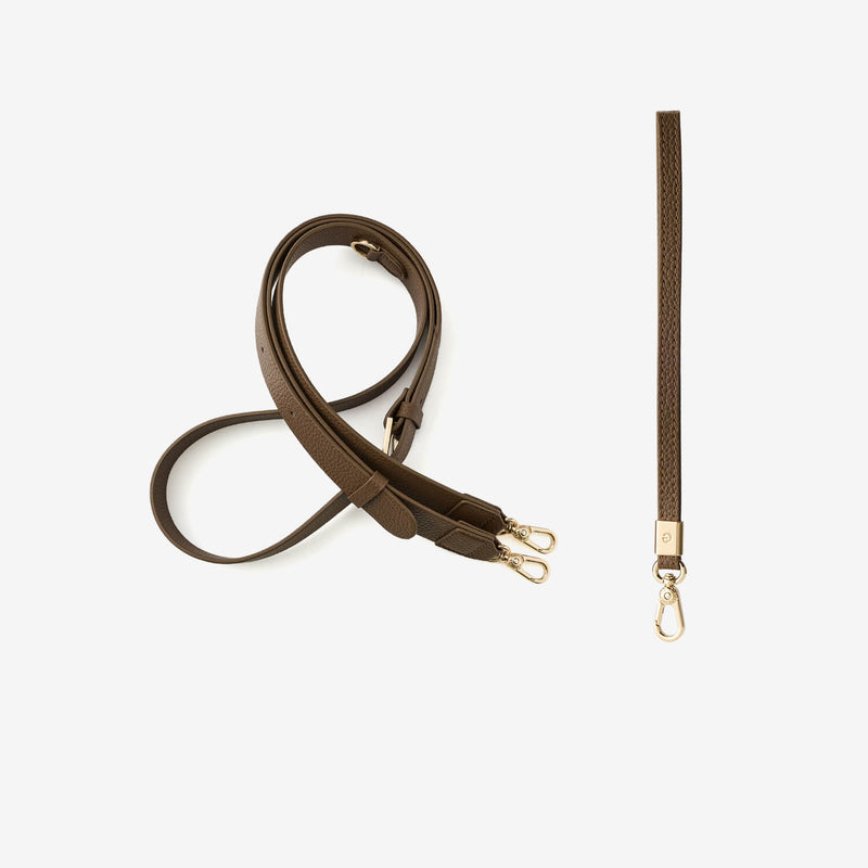 Brown leather strap with gold hardware