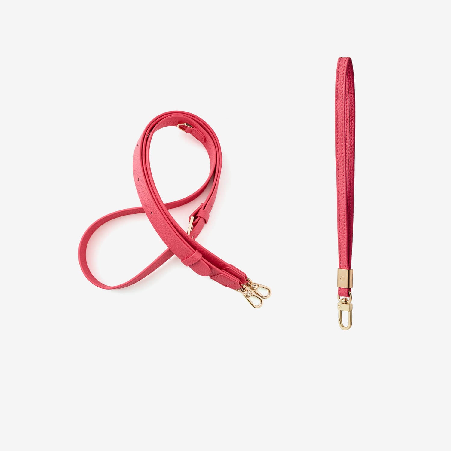 Pink Leather crossbody strap and wristlet