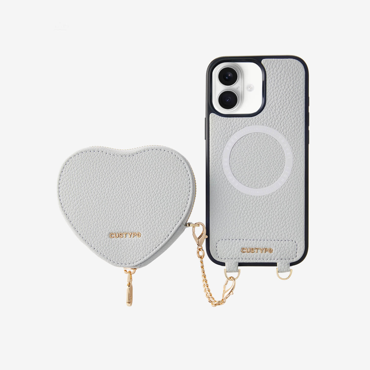 Heart Design Kit- Wireless Charging Phone Case With Detachable Pouch