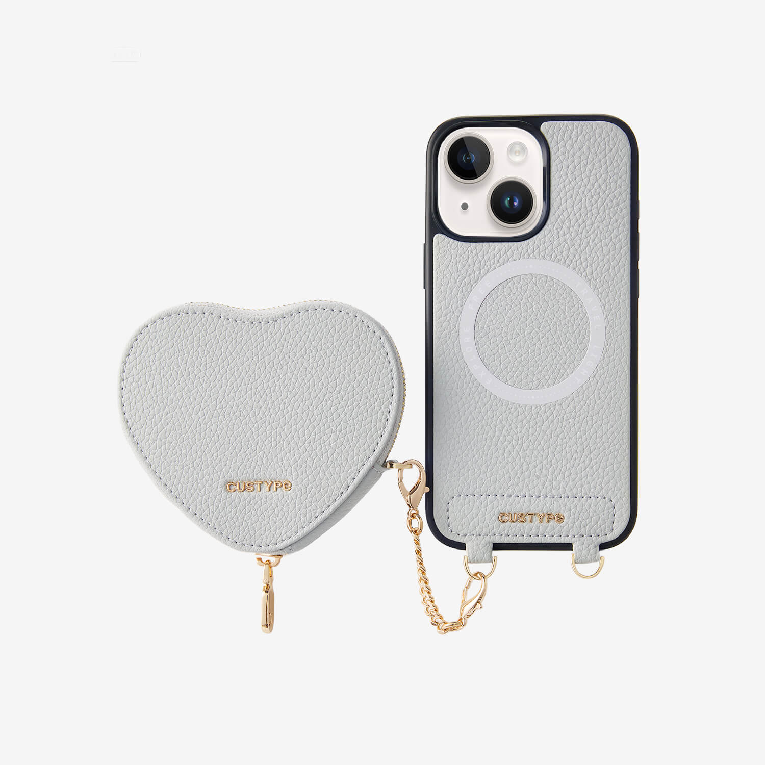 Heart Design Kit- Wireless Charging Phone Case With Detachable Pouch