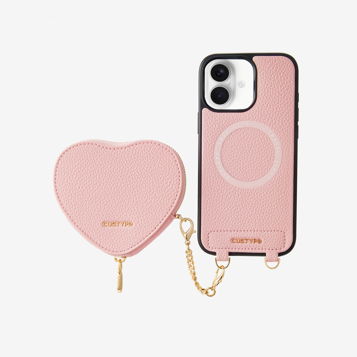 Heart Design Kit- Wireless Charging Phone Case With Detachable Pouch