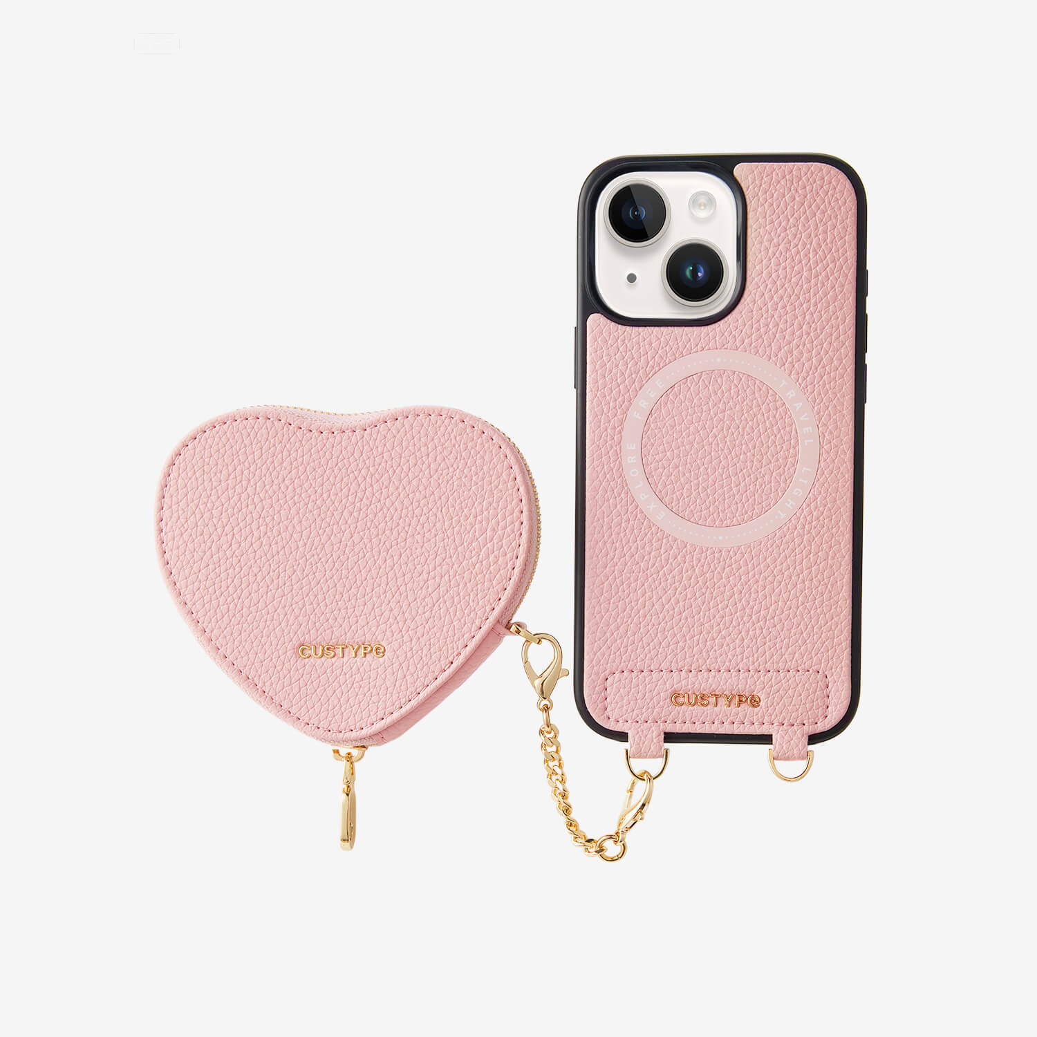 Heart Design Kit- Wireless Charging Phone Case With Detachable Pouch