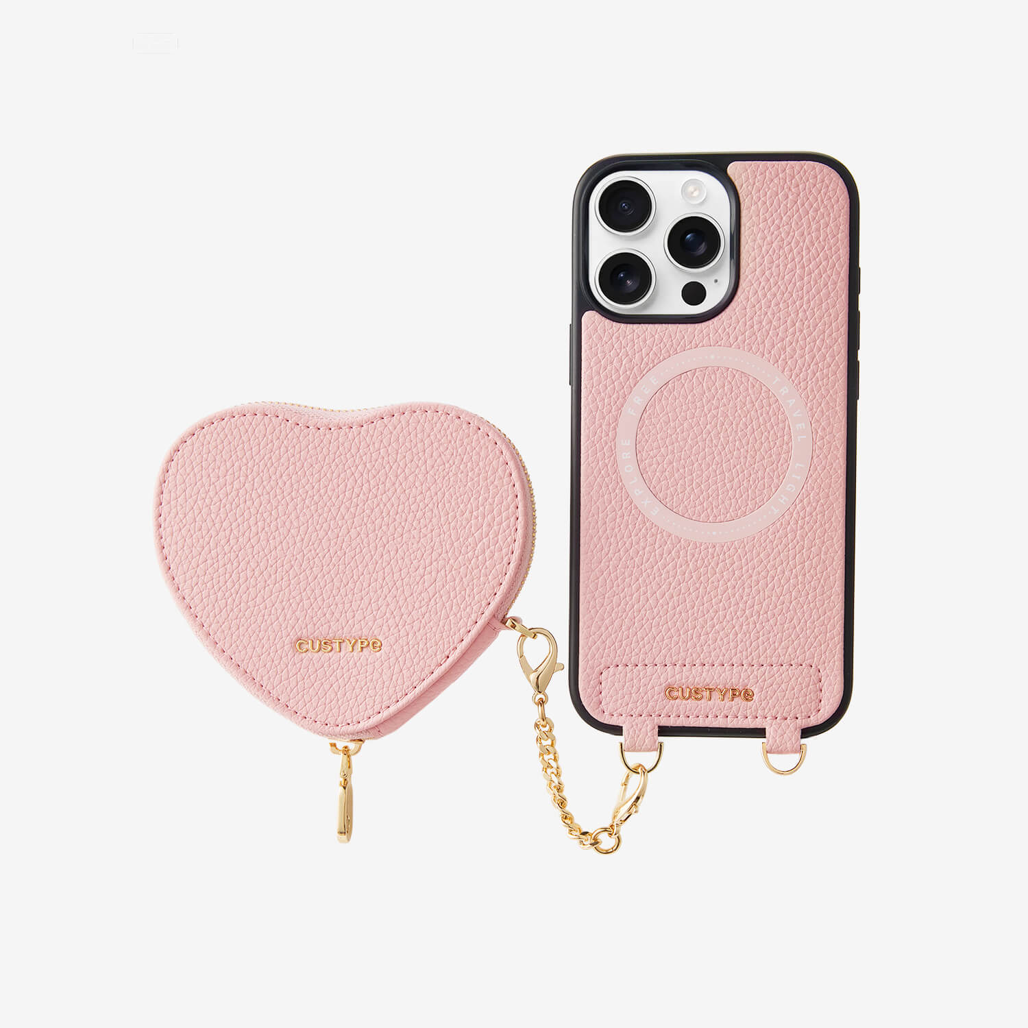Heart Design Kit- Wireless Charging Phone Case With Detachable Pouch