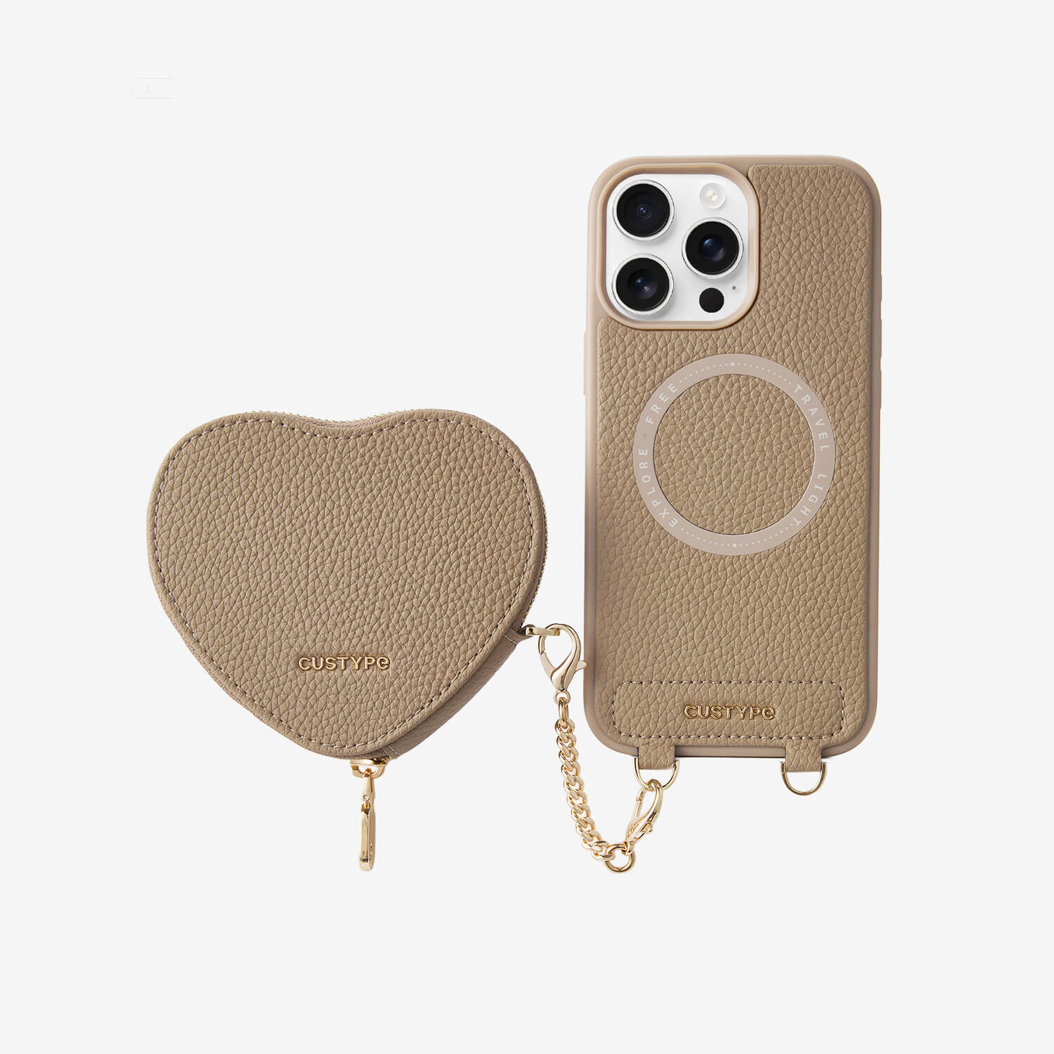 Heart Design Kit- Wireless Charging Phone Case With Detachable Pouch