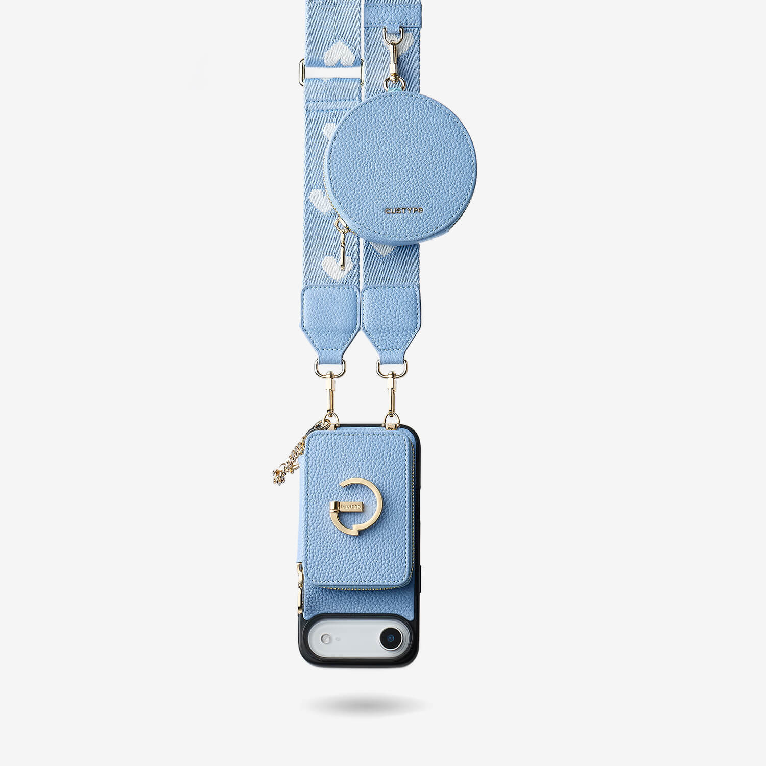 オリジナルデザインセット - ワイヤレス充電ウェビングクロスボディ電話ケースラウンドポーチセット - iPhone 17 Air