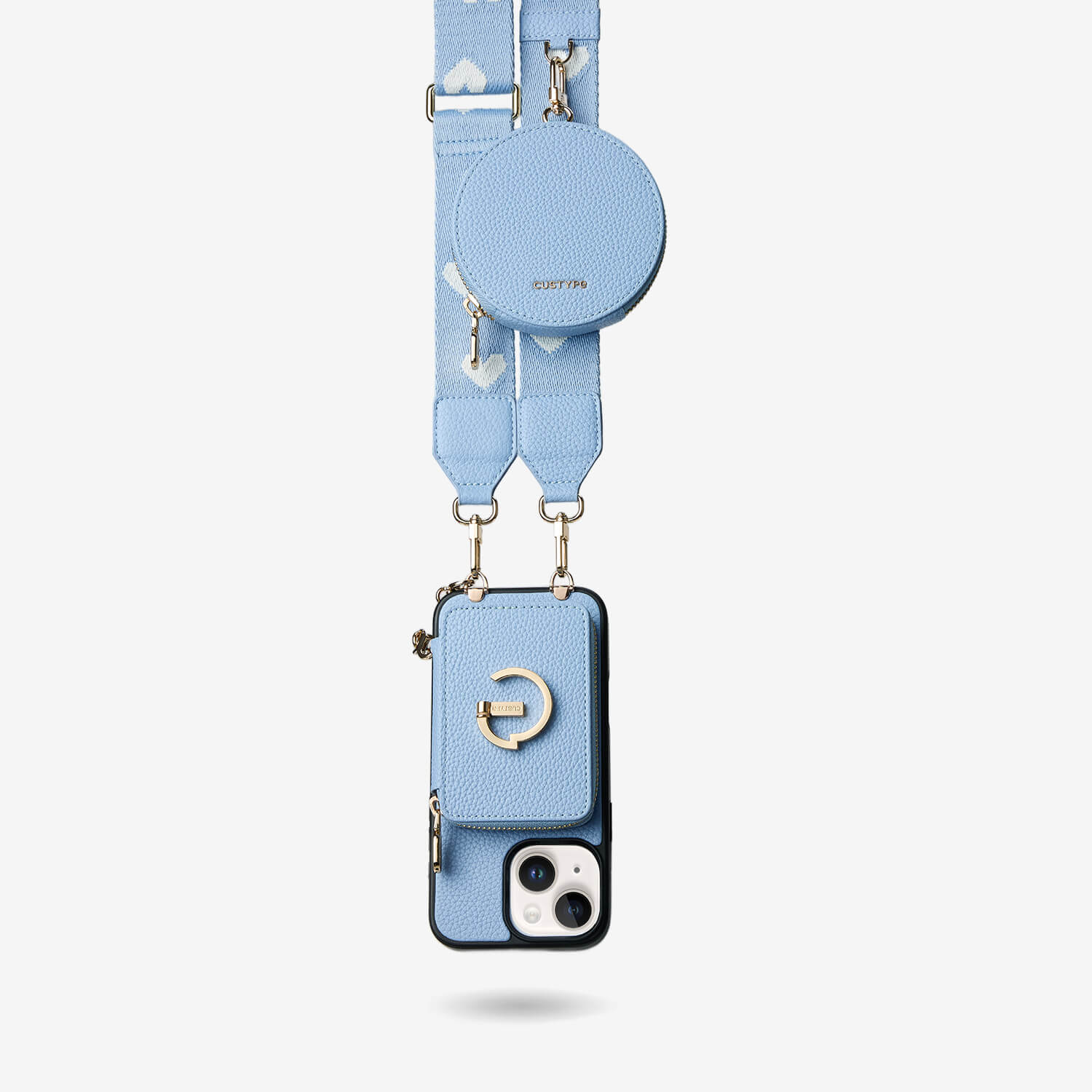 オリジナルデザインセット - マグネット式ウォレット＆ウェビングストラップ付きiPhoneケース