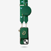 オリジナルデザインセット - ワイヤレス充電ウェビングクロスボディ電話ケースラウンドポーチセット