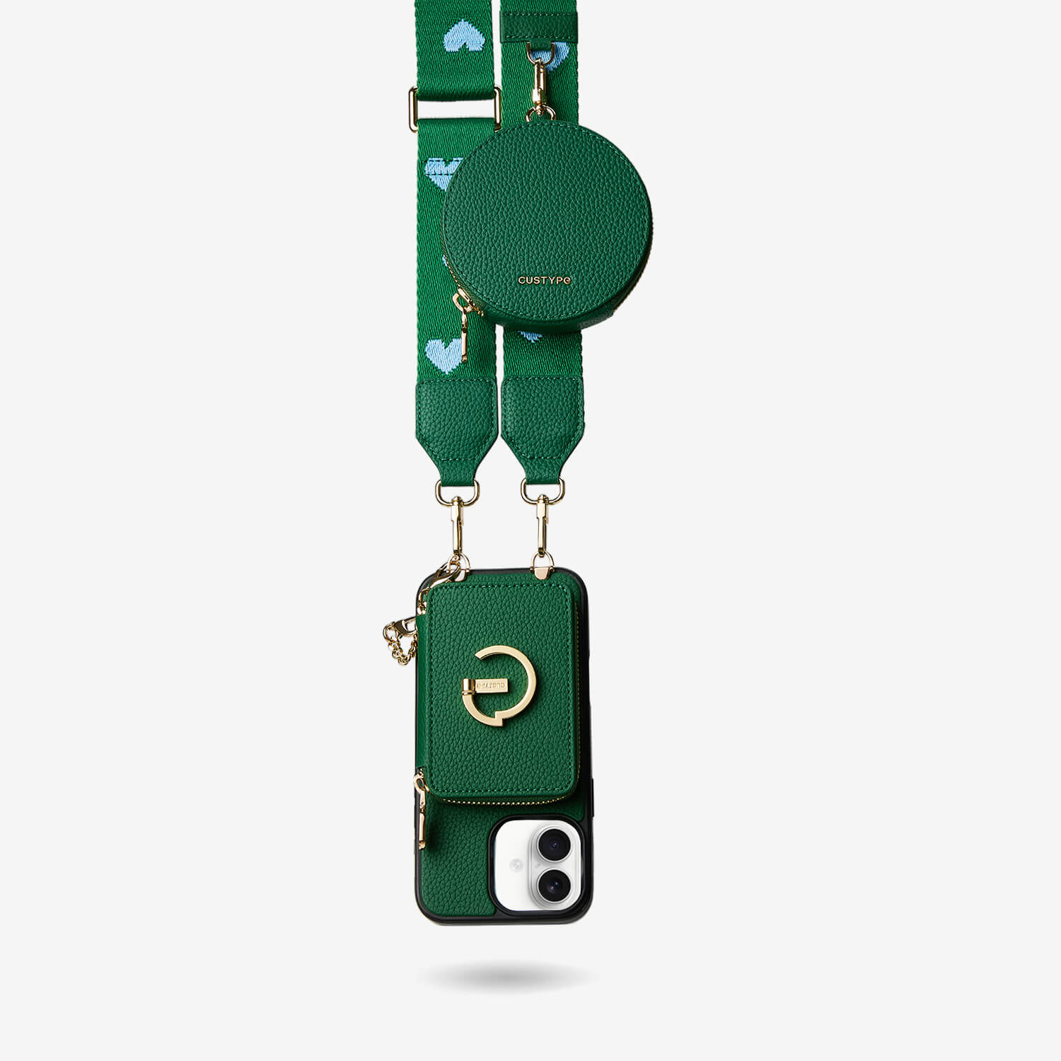 オリジナルデザインセット - マグネット式ウォレット＆ウェビングストラップ付きiPhoneケース