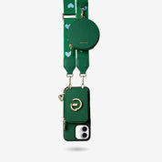 オリジナルデザインセット - ワイヤレス充電ウェビングクロスボディ電話ケースラウンドポーチセット