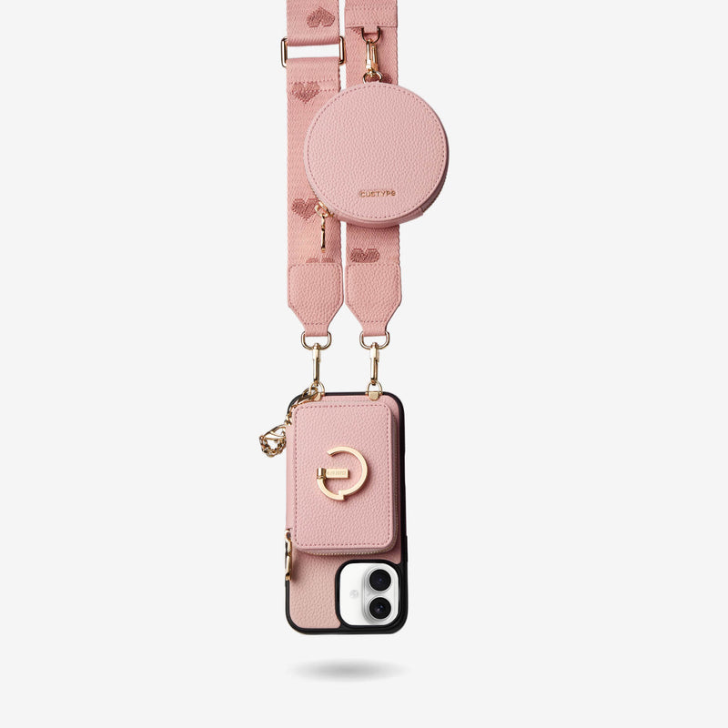 Original Design Set- Wireless Charging Webbing Crossbody Phone Case Round Pouch Set - iPhone 16 E