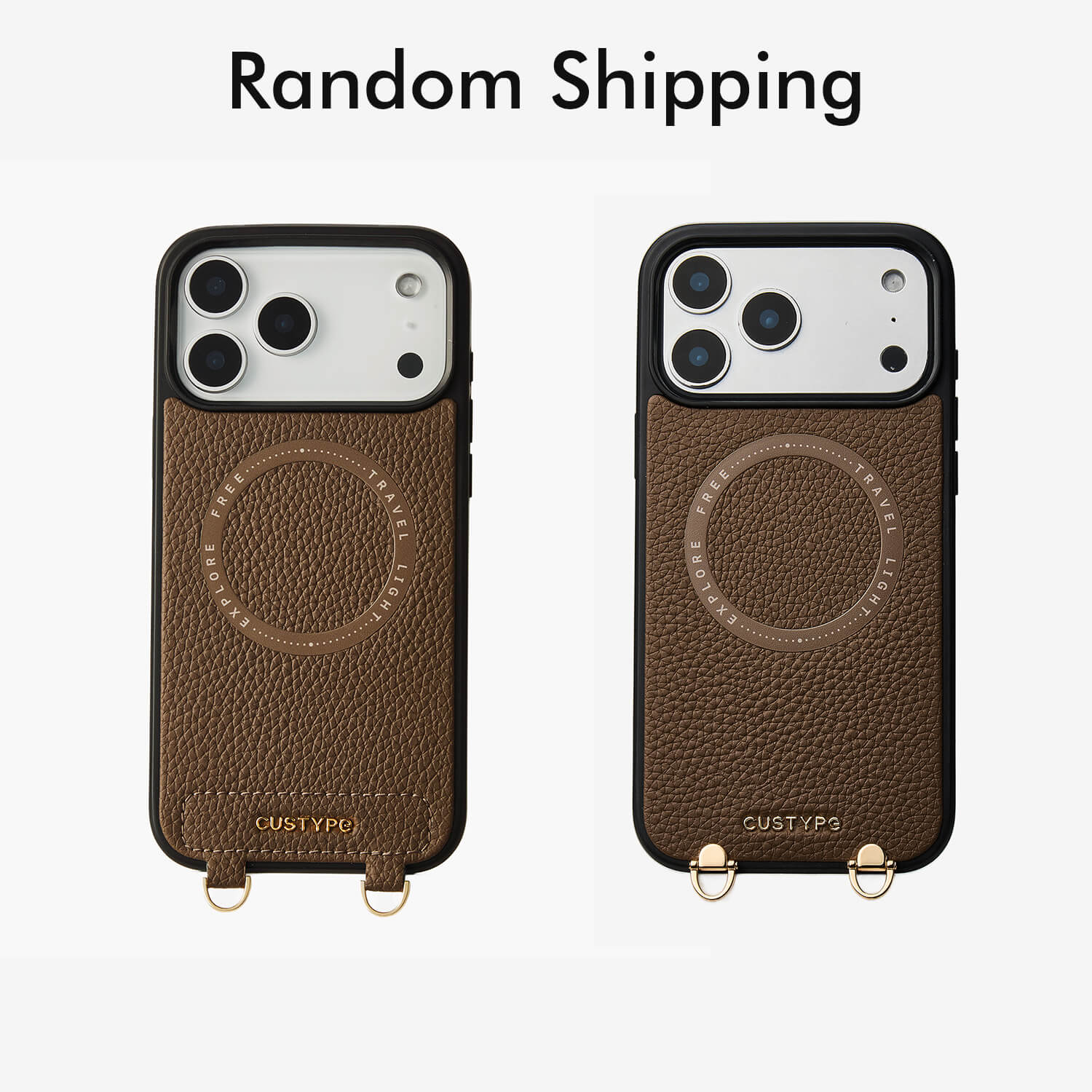 オリジナルデザインセット - ワイヤレス充電ウェビングクロスボディ電話ケースラウンドポーチセット