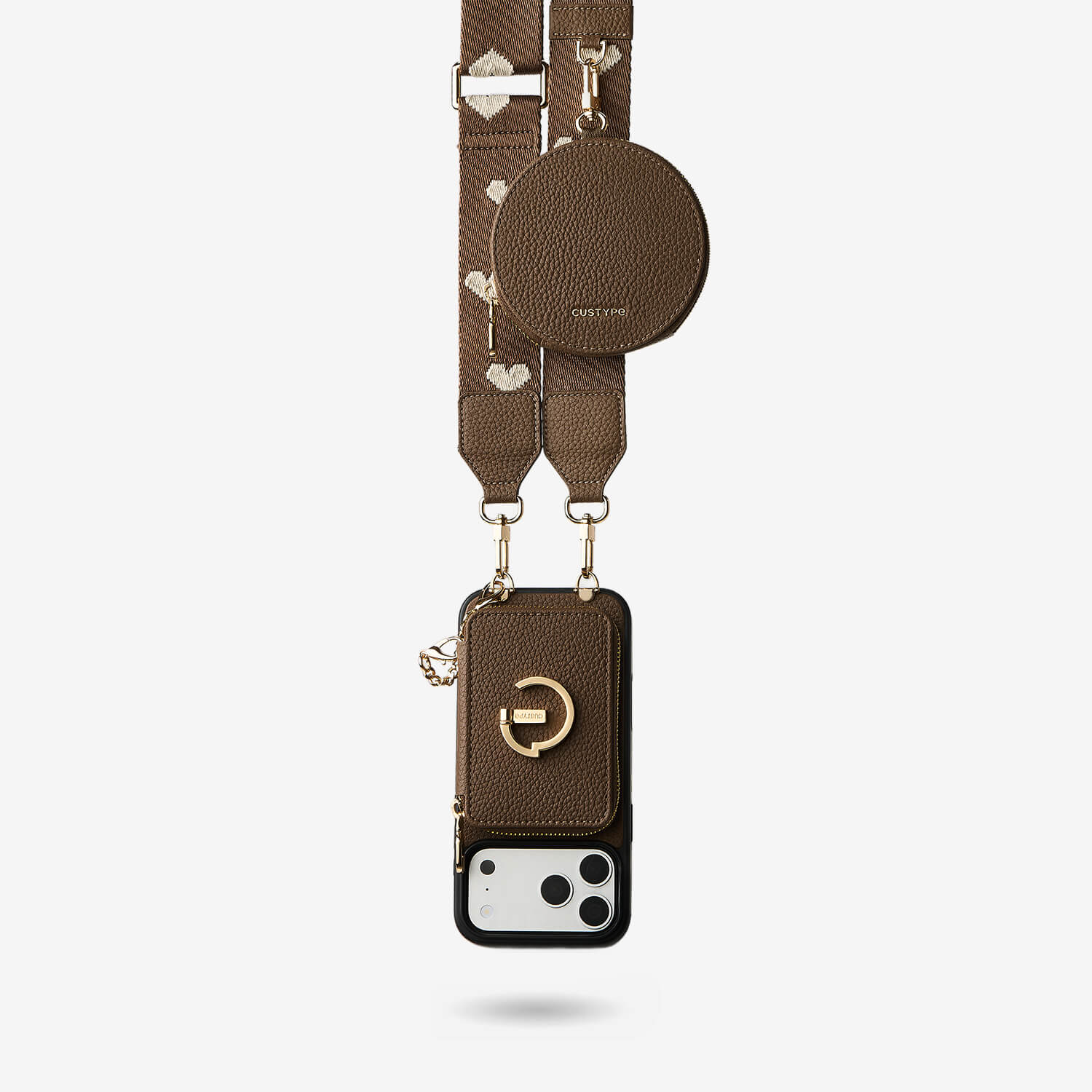 Original Design Set- Wireless Charging Webbing Crossbody Phone Case Round Pouch Set