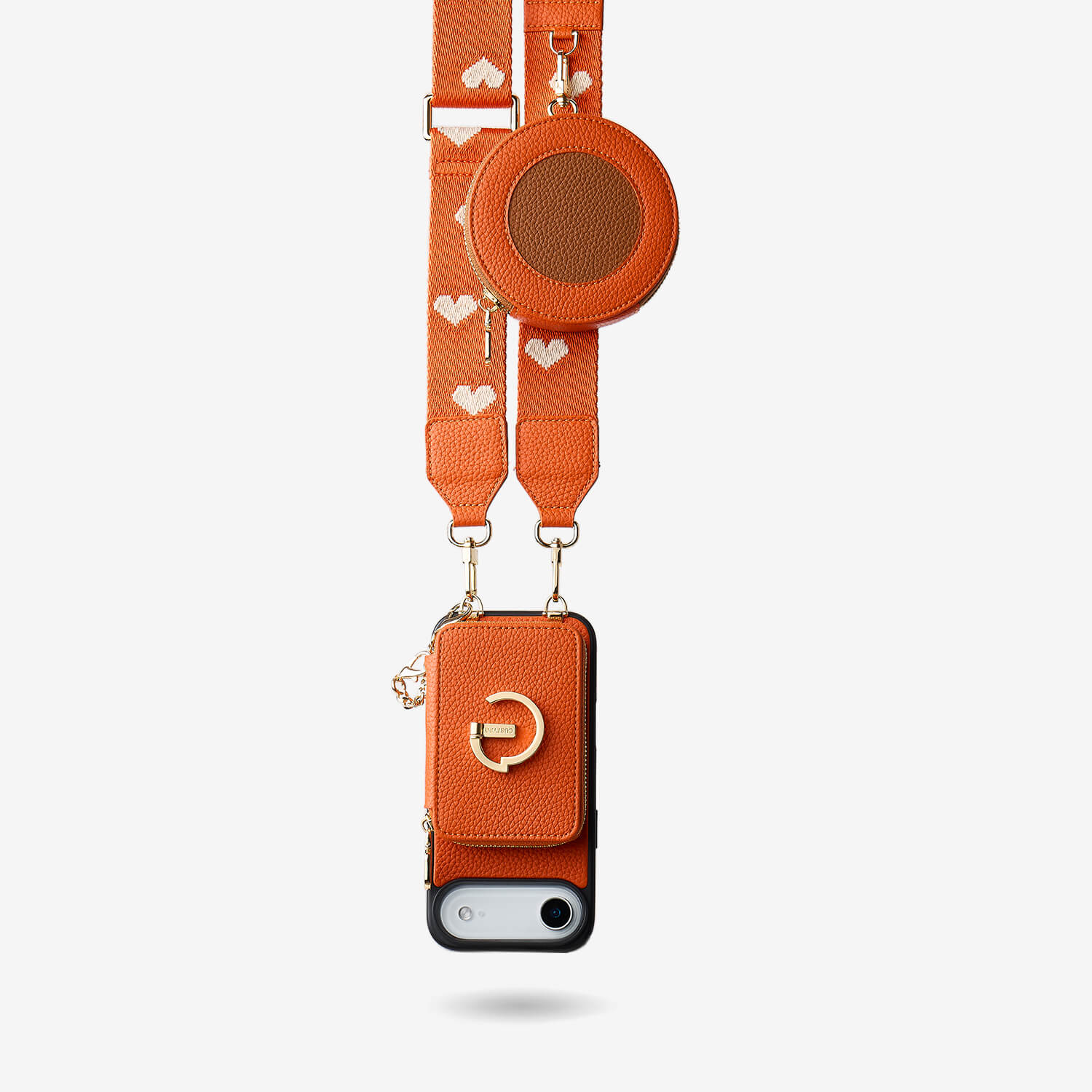 オリジナルデザインセット - ワイヤレス充電ウェビングクロスボディ電話ケースラウンドポーチセット - iPhone 17 Air